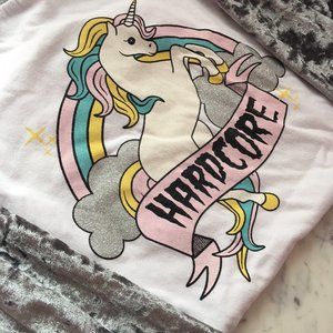 Pastel Hardcore Unicorn Velvet Glitter Tee